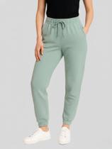 Calça de Moletom Feminina Jogger Básica Verde Gelo Forrado Felpudo Flanelado com Bolso