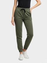 Calça de Moletom Feminina Jogger Básica Verde Militar Forrado Felpudo Flanelado com Bolso