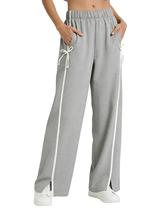Calça de moletom feminina MINSURE, perna larga, cintura alta, cinza, com laço, Y2K Calça de moletom feminina MINSURE, perna larga, cintura alta, cinza, com laço, Y2K