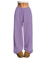 Calça de moletom feminina RoseSeek com cordão na cintura, roxa solta