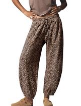Calça de moletom feminina Sujama Leopard Print Baggy Barrel 2026