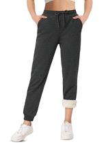 Calça de moletom feminina TACVASEN forrada com lã Sherpa cinza de inverno L