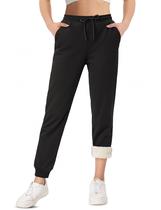 Calça de moletom feminina TACVASEN, forrada em sherpa, quente, preta, preta, S Calça de moletom feminina TACVASEN, forrada em sherpa, quente, preta, preta, S