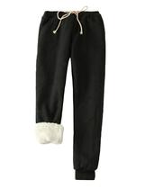 Calça de moletom feminina Yeokou forrada de lã Sherpa preta Calça de moletom feminina Yeokou forrada de lã Sherpa preta