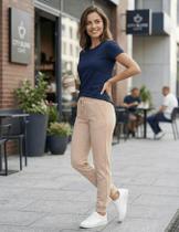 Calça de Moletom Feminino Flanelado com elástico Cordinha e Punho na Barra
