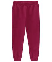 Calça de moletom flanelada menina lisa com punho