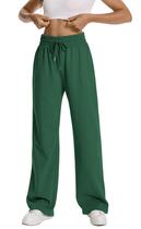 Calça de moletom folgada de algodão Flare para mulheres Petite Maternity Jogger Lounge, calças de trabalho elásticas, modernas, caminhadas, atléticas, femininas, treino casual, cintura alta, pernas largas, calças de ioga, verde escuro, S Calça de moletom folgada de algodão Flare para mulheres Petite Maternity Jogger Lounge, calças de trabalho elásticas, modernas, caminhadas, atléticas, femininas, treino casual, cintura alta, pernas largas, calças de ioga, verde escuro, S