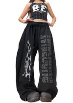 Calça de moletom JEFQJDJ oversized com estampa gráfica preta tamanho XXG Calça de moletom JEFQJDJ oversized com estampa gráfica preta tamanho XXG