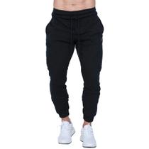 Calça de Moletom Jogger Flanelada Elastico na Cintura Cordao Ajustavel Com Bolso Academia Caminhada Tamanho:PCor:Preto