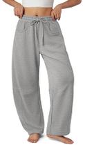 Calça de moletom Loveimgs Baggy Wide Leg Barrel feminina cinza pequena Calça de moletom Loveimgs Baggy Wide Leg Barrel feminina cinza pequena