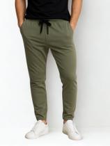 Calça de Moletom Masculina Jogger Verde Militar Básica Forrado Felpudo Flanelado com Bolso
