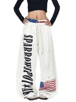 Calça de moletom oversized feminina com estampa gráfica branca XL JEFQJDJ Calça de moletom oversized feminina com estampa gráfica branca XL JEFQJDJ