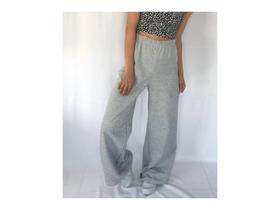 Calça de Moletom Pantalona Cinza Mescla