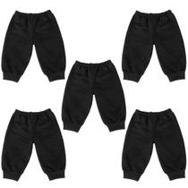 Calça de Moletom Peluciado Infantil Cor Preta Combo 5 Calças Macias, Grossas e Confortáveis