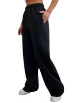 Calça de moletom preta de verão sem felpas feminina com barra reta Calça de moletom preta de verão sem felpas feminina com barra reta