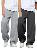 Calça de moletom RoseSeek Boy, perna larga, cintura elástica, cinza 16Y Calça de moletom RoseSeek Boy, perna larga, cintura elástica, cinza 16Y