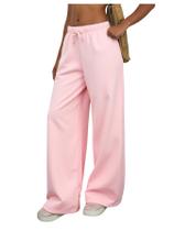 Calça de moletom RoseSeek feminina com cordão, cintura larga, perna larga, rosa 9Y Calça de moletom RoseSeek feminina com cordão, cintura larga, perna larga, rosa 9Y