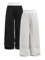 Calça de moletom RoseSeek, perna larga, cintura elástica, 11 anos, pacote com 2 Calça de moletom RoseSeek, perna larga, cintura elástica, 11 anos, pacote com 2