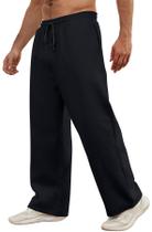 Calça de moletom Soamat Baggy Fleece Open Bottom para homens preta Calça de moletom Soamat Baggy Fleece Open Bottom para homens preta