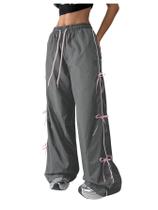 Calça de moletom SOLY HUX Parachute Y2k para mulheres cinza escuro/rosa Calça de moletom SOLY HUX Parachute Y2k para mulheres cinza escuro/rosa