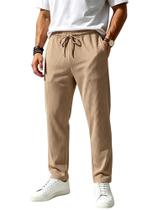 Calça de moletom TAFLE masculina listrada, folgada, larga, cáqui, casual Calça de moletom TAFLE masculina listrada, folgada, larga, cáqui, casual