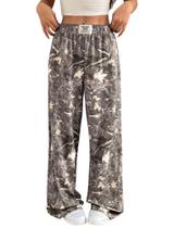 Calça de moletom ZAFUL Camo Y2K, elástica, cintura alta, perna larga, feminina