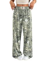 Calça de moletom ZAFUL Camo Y2K elástica de cintura alta e perna larga