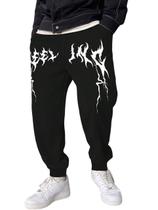 Calça de moletom ZAFUL estampada para homens Joggers Flame Black XXL Calça de moletom ZAFUL estampada para homens Joggers Flame Black XXL