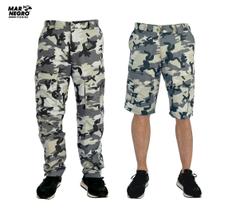 Calça de Pesca Vira Bermuda Mar Negro Proteção Solar UV 50+ Camuflado Cinza Calça de Pesca Vira Bermuda Mar Negro Proteção Solar UV 50+ Camuflado Cinza
