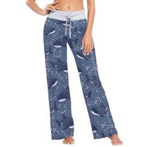 Calça de pijama feminina azul claro com estampa de tubarões estrelados Calça de pijama feminina azul claro com estampa de tubarões estrelados