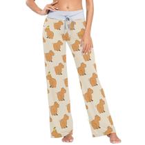 Calça de pijama feminina JHKKU, confortável, casual, com estampa de capivara L