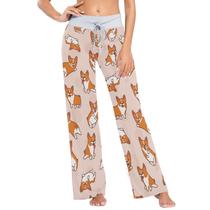 Calça de pijama feminina NCRJCZQL Cartoon Corgi Print