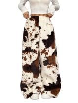 Calça de pijama feminina RSGMU com estampa de leopardo e cintura alta felpuda Calça de pijama feminina RSGMU com estampa de leopardo e cintura alta felpuda