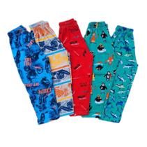 calça de pijama infantil menino 100% algodão do 01 ao 12 kit 3 peças - DELOOK