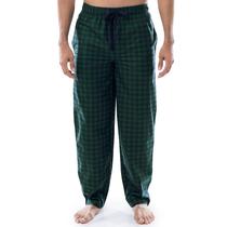 Calça de Pijama Masculina IZOD em Flanela e Fleece, Xadrez Verde/Marinho, XX-GG