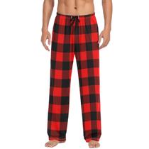 Calça de pijama Ollabaky Christmas Buffalo Plaid para homens L