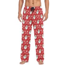Calça de pijama Ollabaky Christmas Head Santa para homens tamanho M Calça de pijama Ollabaky Christmas Head Santa para homens tamanho M