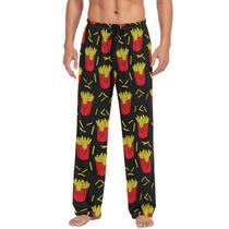 Calça de pijama Ollabaky Colorida French Fries para homens XL Calça de pijama Ollabaky Colorida French Fries para homens XL