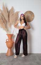 Calça De Praia Feminina Croche Tricot Pantalona Saida Verão Calça De Praia Feminina Croche Tricot Pantalona Saida Verão