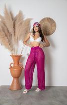 Calça De Praia Feminina Croche Tricot Pantalona Saida Verão