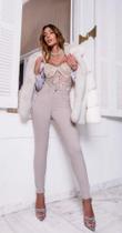 Calça de Sarja bege feminina skinny biotipo jeans Luxury