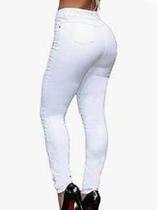 Calça de Sarja Branca Skiny Feminina com Lycra Levanta Bumbum Calça de Sarja Branca Skiny Feminina com Lycra Levanta Bumbum