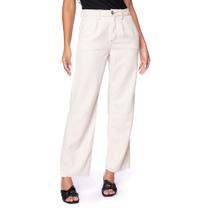 Calça de Sarja Feminina Max Denim com Friso Reta Creme