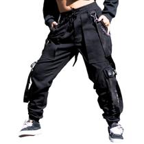 Calça De Sarja Masculina E Feminina Com Fitas Corrente E Suspesorio ideal para festas e baladas