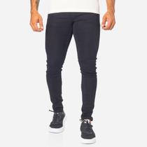 Calça De Sarja Preta Masculina Skinny Com Elastano Casual - Zafina