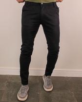 Calça de sarja skinny alfaiataria preta - creed jeans