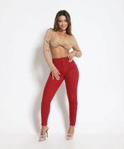 Calça de sarja vermelha feminina skinny babe shock biotipo