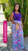 Calça de tecido feminina adulto cor estampada tamanho m