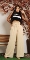 Calça de tecido feminina adulto pantalona cor bege tamanho m Calça de tecido feminina adulto pantalona cor bege tamanho m