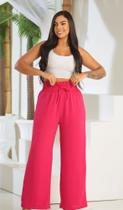 Calça de tecido feminina adulto pantalona cor rosa tamanho m